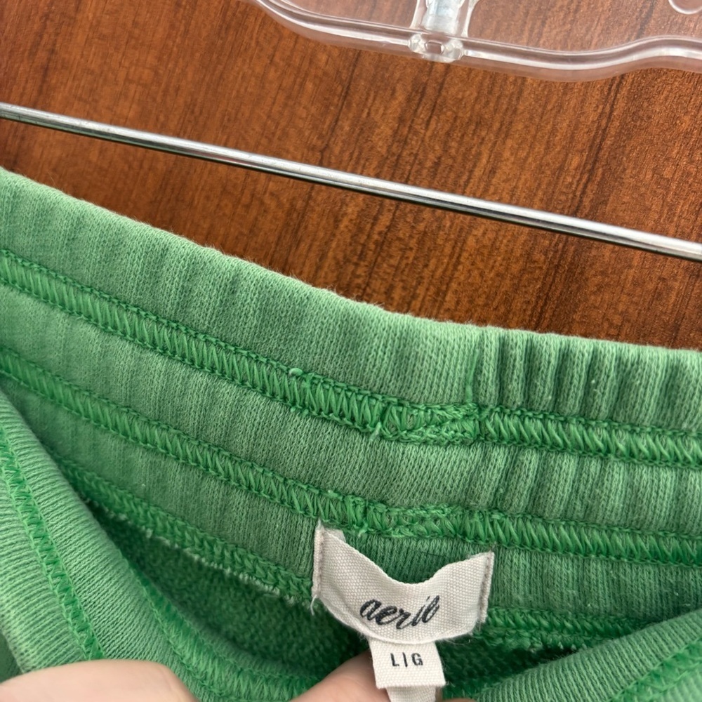 Aerie Bright Green Fleece Jogger Sweatpants Ski Winter Patches Size L - Picture 8 of 8